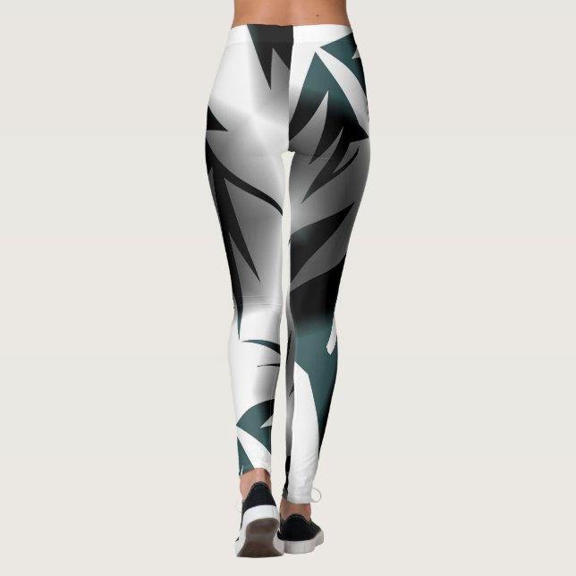 Abstrakt Art Gray Schwarz-weiß Leggings (Rückseite)