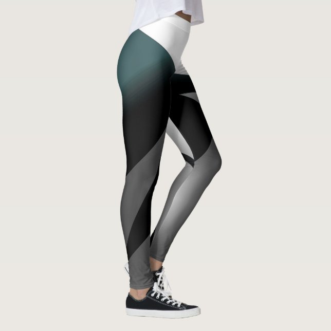 Abstrakt Art Gray Schwarz-weiß Leggings (Rechts)