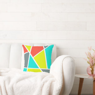 Abstrakt Art Gray Yellow Coral Minimalismus Kissen