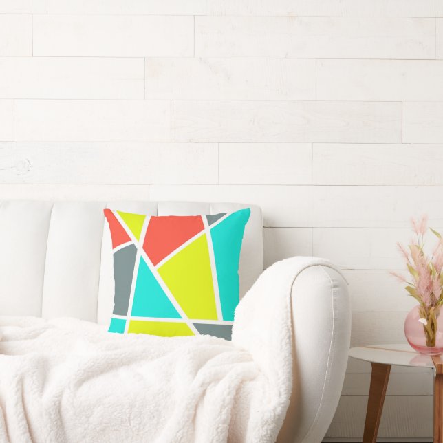 Abstrakt Art Gray Yellow Coral Minimalismus Kissen (Liege)