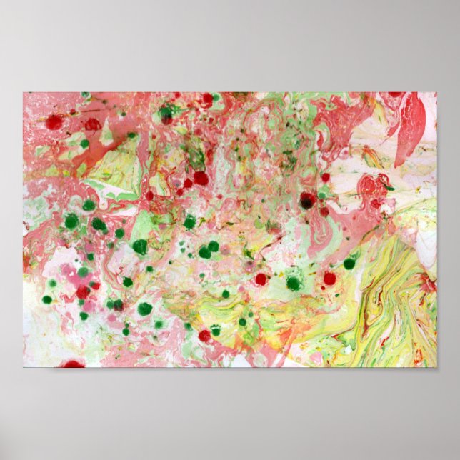 Abstrakt Art Green Pink Red Yellow Moderne Farben Poster (Vorne)