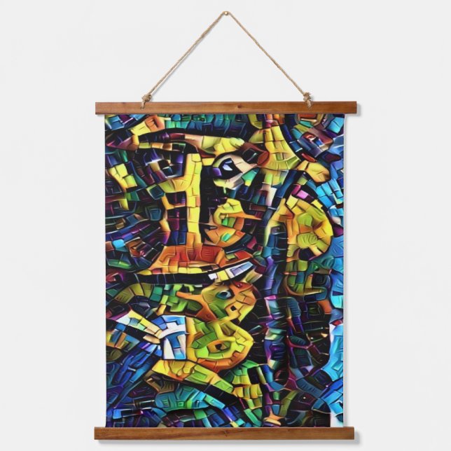 Abstrakt Art Hanging Tapestry Wandteppich Mit Holzrahmen (Vorderseite)