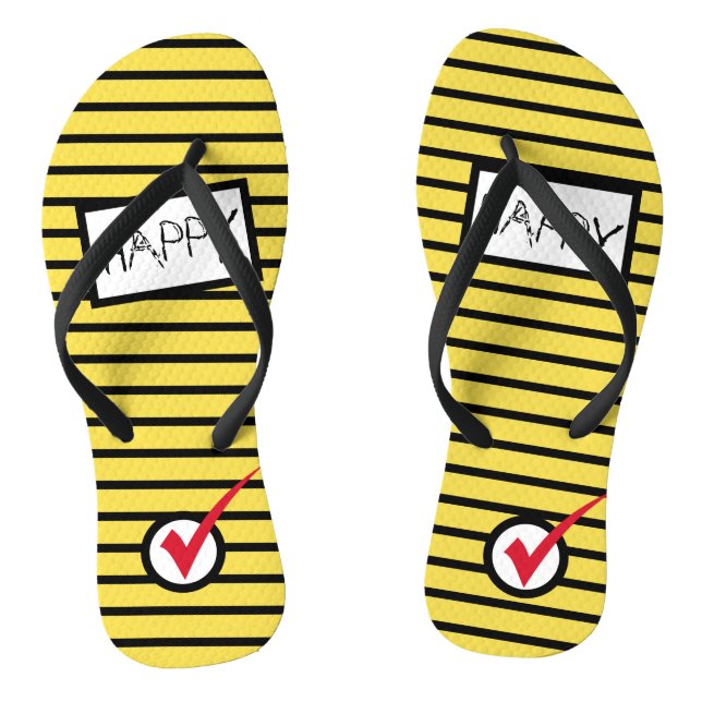 Abstrakt Art Happy Karo Tick Bee Flip Flops (Fußbett)