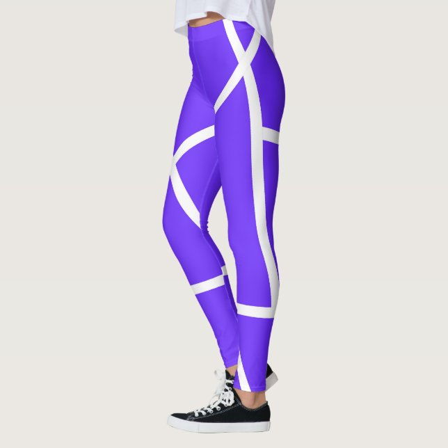 Abstrakt Art Lavender Blauer Weißer Minimalismus Leggings (Links)