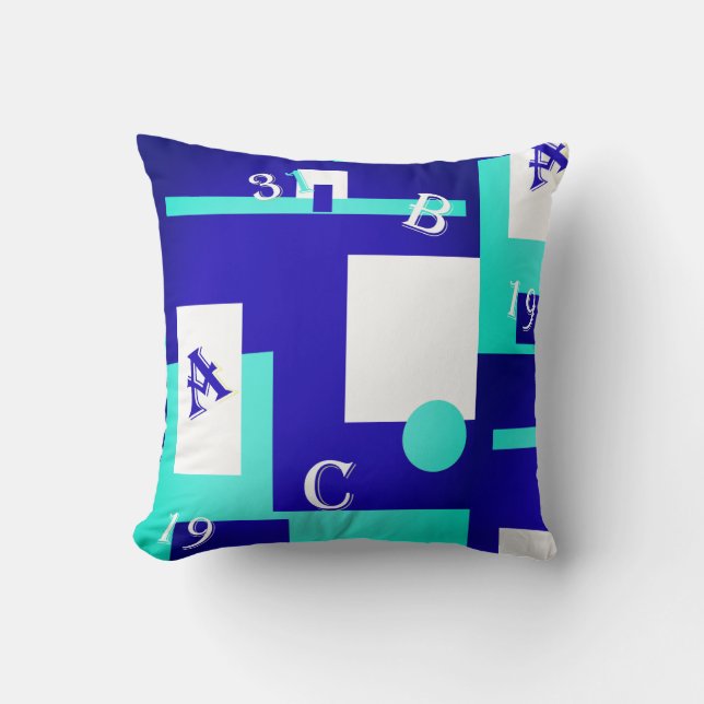 Abstrakt Art Lavender Blue White Throw Kissen (Vorderseite)