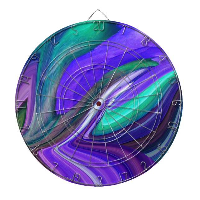 Abstrakt Art Lila N Aquamarin Leaf Dartscheibe (vorne)