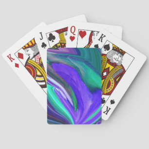 Abstrakt Art Lila N Aquamarin Leaf Spielkarten