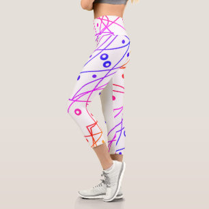 Abstrakt Art Lila White Lines Circles Minimalismus Capri Leggings