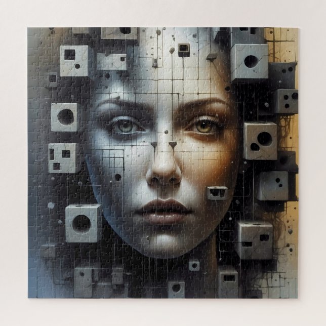 Abstrakt Art Matrix Girl Puzzle (Vertikal)