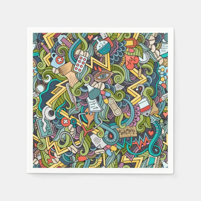 Abstrakt Art Medical Icon Muster Serviette (Vorderseite)