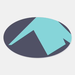Abstrakt Art Minimalismus Blaues Weiß Ovaler Aufkleber