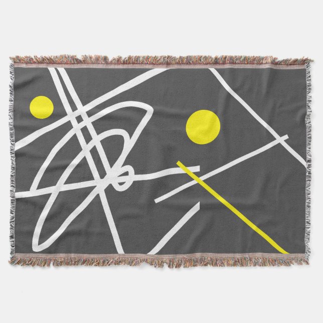 Abstrakt Art Minimalismus Gelber Dot Gray Blanket Decke (Vorderseite)