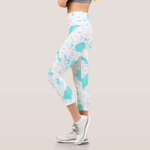 Abstrakt Art Minimalismus Pasta Türkis Capri Leggings