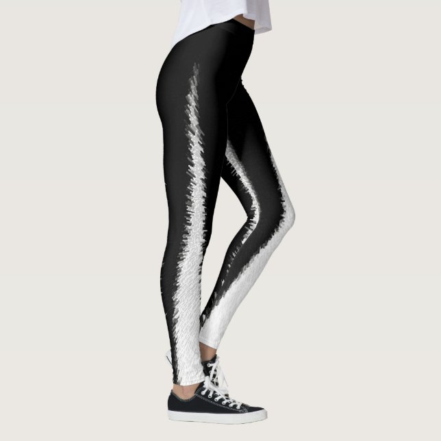 Abstrakt Art Minimalismus Schwarz-weiße Linien Leggings (Rechts)