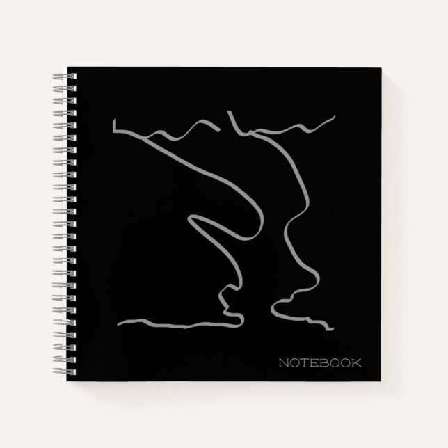 Abstrakt Art Minimalistic Face Grau Black Notebook Notizbuch (Vorderseite)
