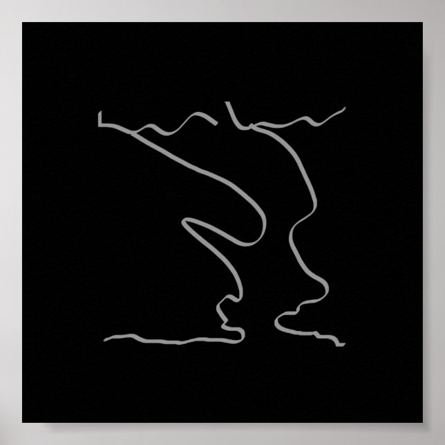 Abstrakt Art Minimalistisches Grauschwarzes Poster (Vorne)