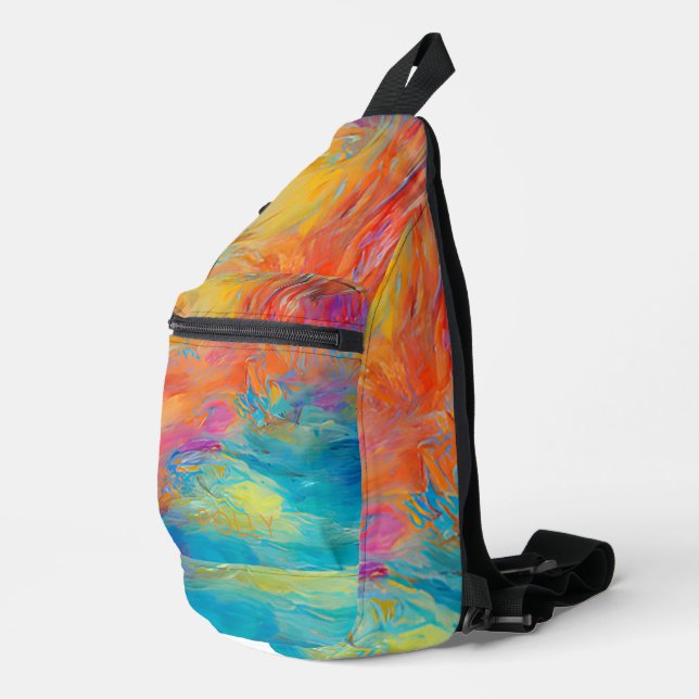 Abstrakt Art NAME Moderner Farbspass Crossbody Bag (Rechte Ecke)