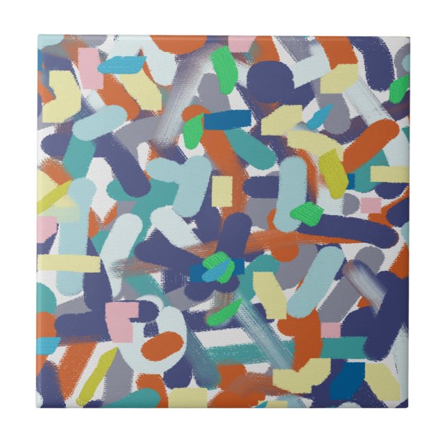Abstrakt Art Paint Brushes Positive Vibes Fliese (Vorderseite)
