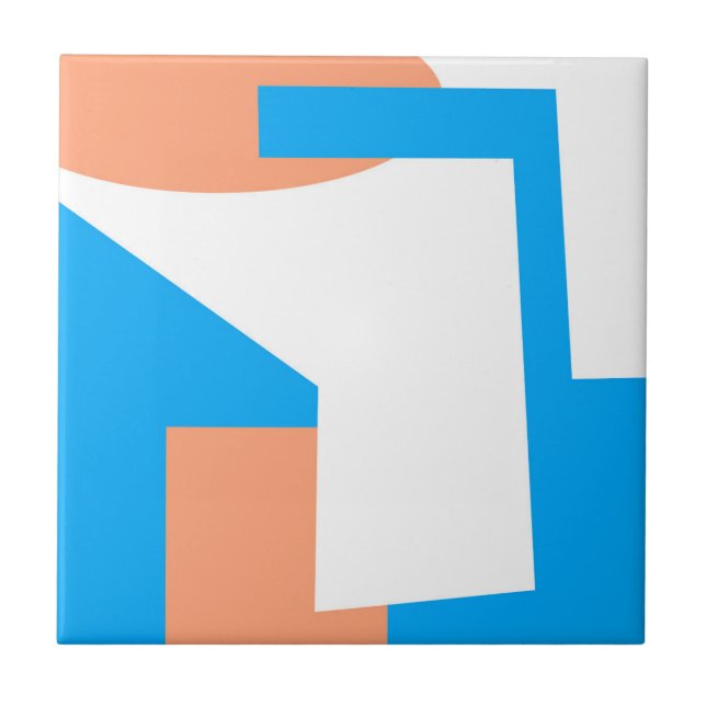 Abstrakt Art Pastel Coral Lavender Blue Fliese (Vorderseite)