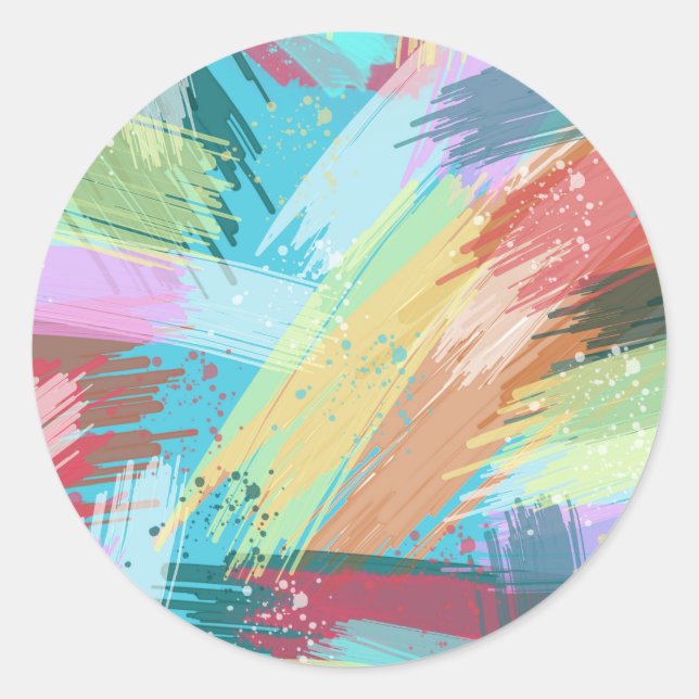 Abstrakt Art Pastel Runder Aufkleber (Vorderseite)