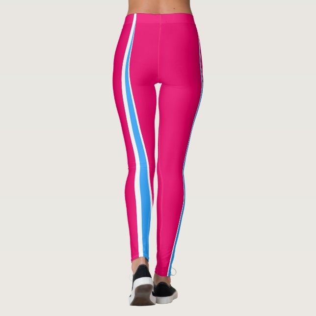Abstrakt Art Pink Blauer Weißer Minimalismus Leggings (Rückseite)
