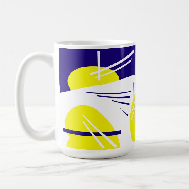 Abstrakt Art Positive Vibes Yellow Blue White Kaffeetasse (Links)