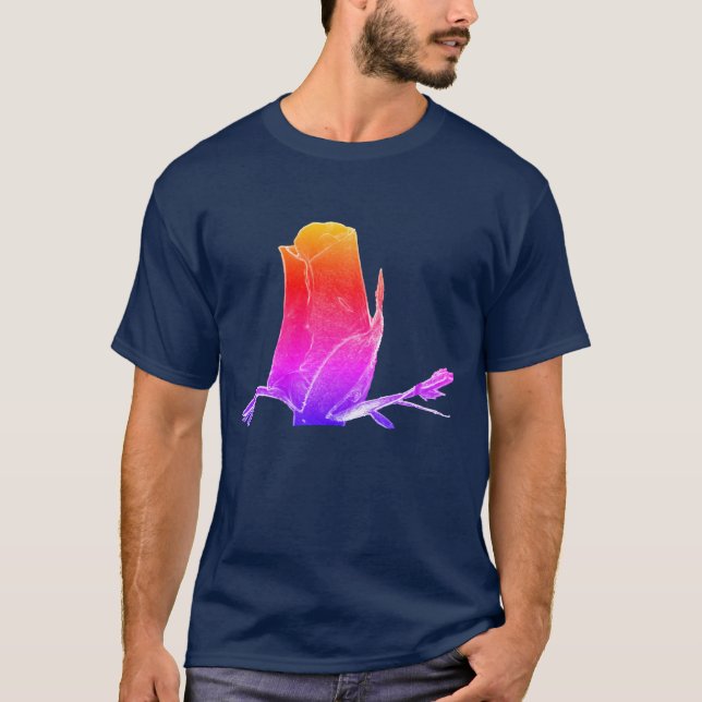 Abstrakt Art Rainbow Rosenknospe Blume Natur T-Shirt (Vorderseite)