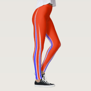 Abstrakt Art Red Blue White Minimal Leggings