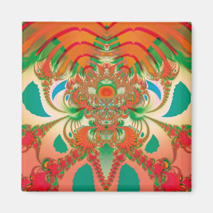 Abstrakt Art Red Owl Magnet