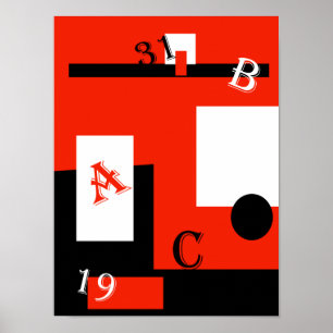 Abstrakt Art Red Schwarz-weiß Poster