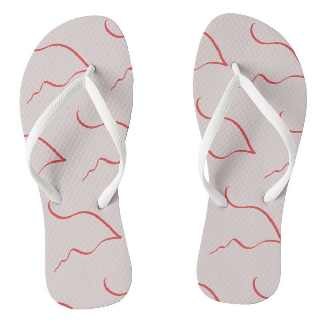 Abstrakt Art Red Sketch Muster Flip Flops (Fußbett)