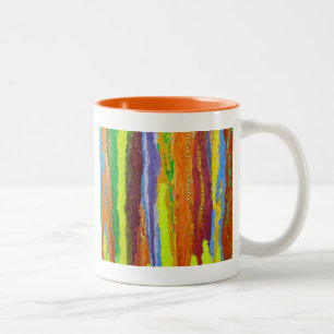 Abstrakt Art Regenbogenstreifen malen Tropfen Zweifarbige Tasse