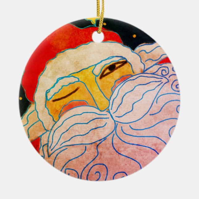 Abstrakt Art Santa Claus Keramik Ornament (Vorne)