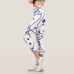 Abstrakt Art Schwarz-weiß Lines Circles Minimalism Capri Leggings