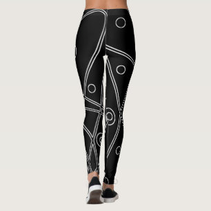Abstrakt Art Schwarz-weiß Lines Circles Minimalism Leggings