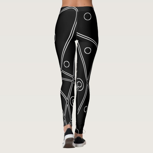 Abstrakt Art Schwarz-weiß Lines Circles Minimalism Leggings (Rückseite)