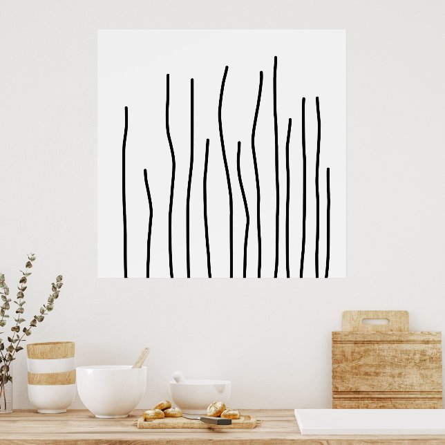 Abstrakt Art Schwarz-weiß Lines Minimalismus Poster (Küche)