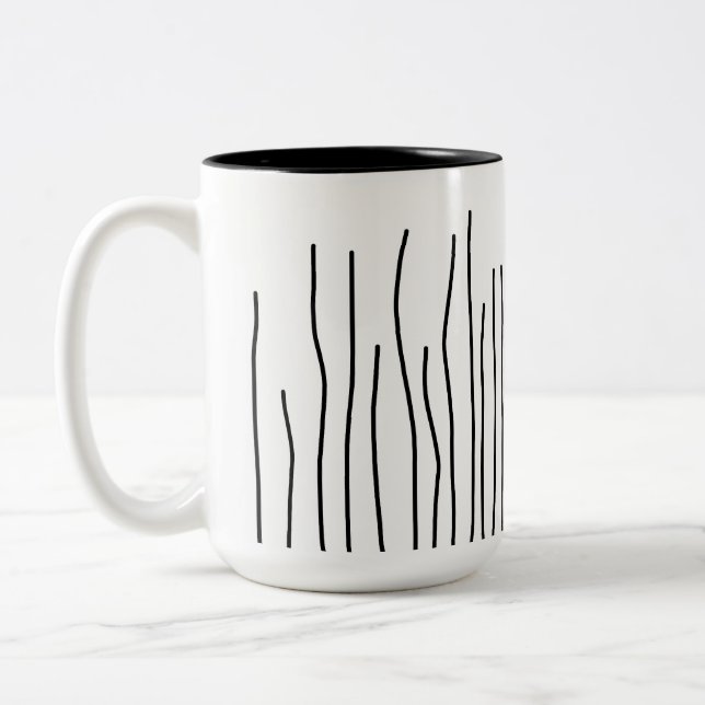 Abstrakt Art Schwarz-weiß Lines Minimalismus Zweifarbige Tasse (Links)