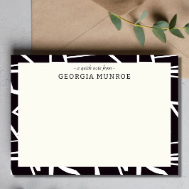 Abstrakt Art Schwarz-weiße Personalisiert Stationi Mitteilungskarte