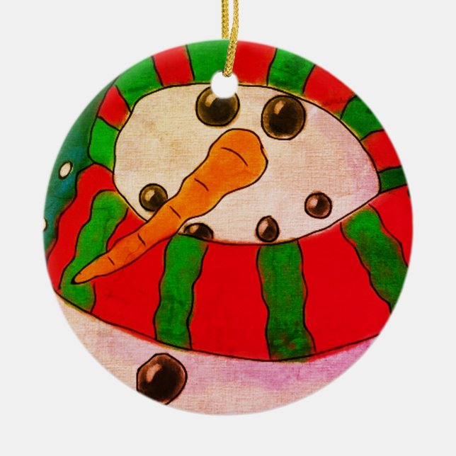 Abstrakt Art Snowman Keramik Ornament (Vorne)