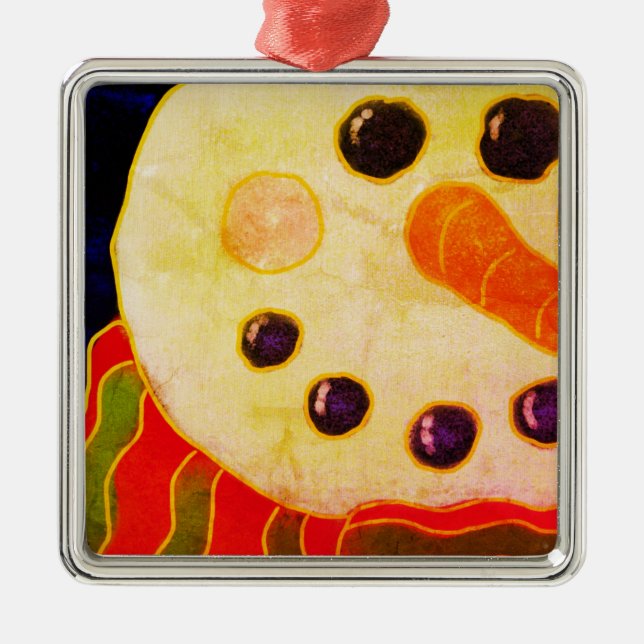 Abstrakt Art Snowman Ornament Aus Metall (Vorne)