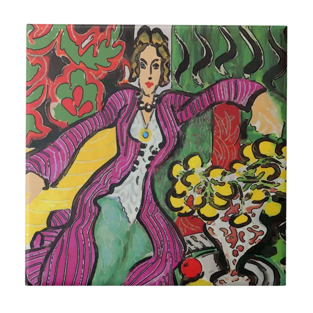 Abstrakt Art Tiles, Nancy mit Blume Fliese (Vorderseite)