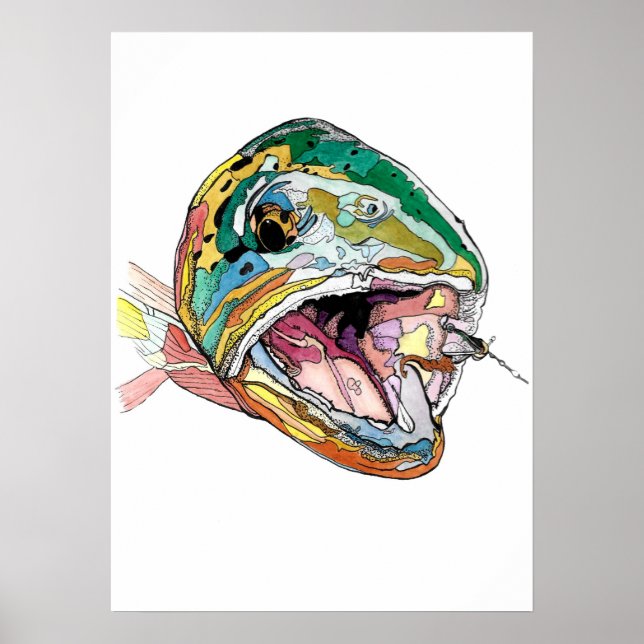 Abstrakt Art Trout Poster (Vorne)