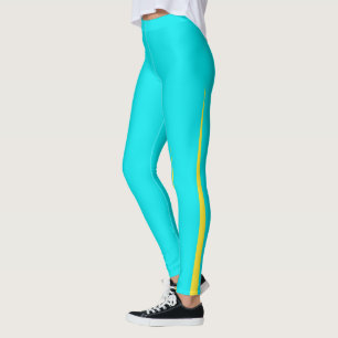 Abstrakt Art Türkis Blauer Gelber Minimalismus Leggings