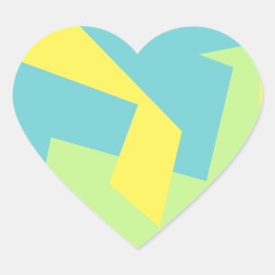 Abstrakt Art Türkis Blue Green Herz-Aufkleber