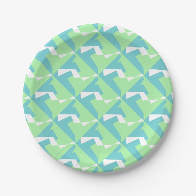 Abstrakt Art Türkis Blue Green Pappteller (Vorderseite)
