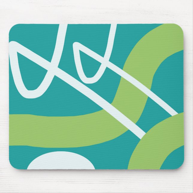 Abstrakt Art Türkis Lime Green White Mouse Pad Mousepad (Vorne)