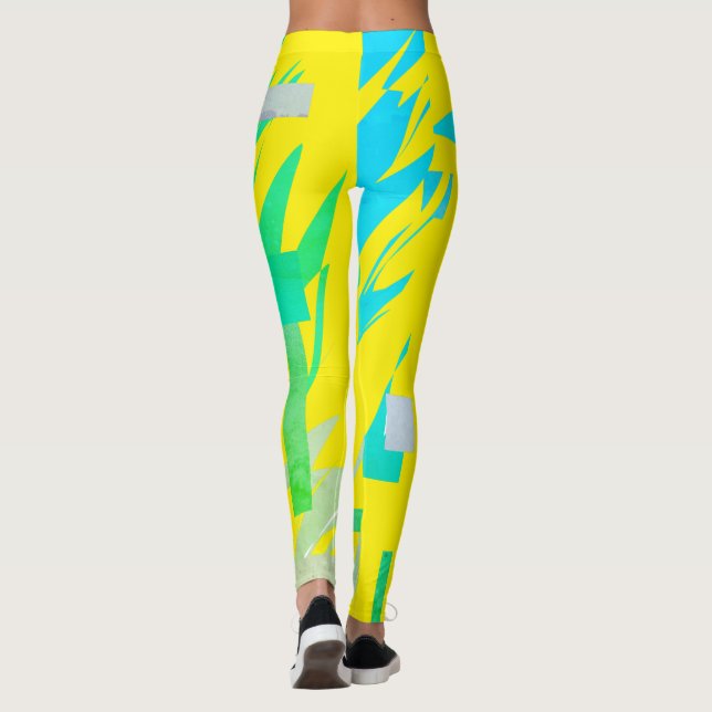 Abstrakt Art Türkis Pastellfarben Leggings (Rückseite)