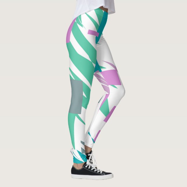 Abstrakt Art Türkis Pastellfarben Leggings (Rechts)