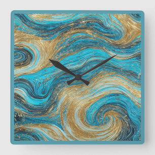 Abstrakt Art Wall Clock Blues Quadratische Wanduhr